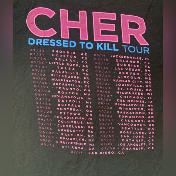 Cher Band Tee Graphic T-shirt Dressed To Kill Tour Size Medium Pop Art Culture - Picture 2 of 5